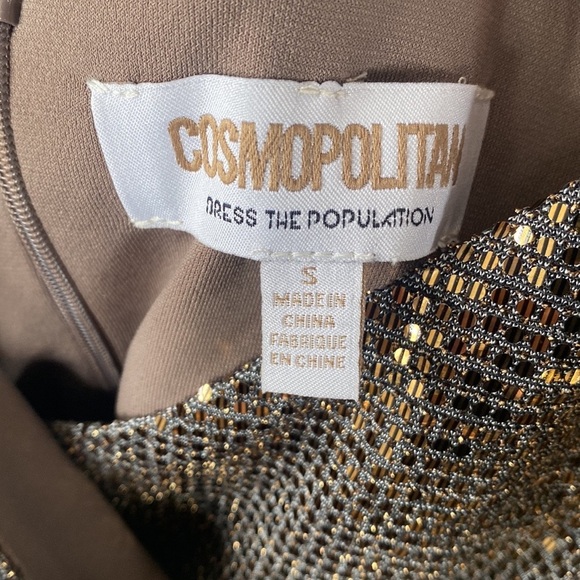 (A2) NEW Cosmopolitan x Dress The Population XOXO Gold Metallic Dress, Sz S,NWOT - Picture 4 of 13
